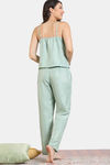 Zivame Coral Glaze Woven Pyjama Set - Granite Green — thumbnail 4